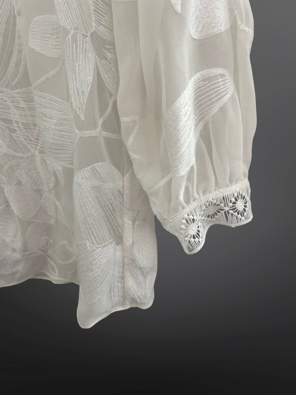 Reiss Rosie Floral Lace Blouse Ivory Size 4 - Picture 7 of 9